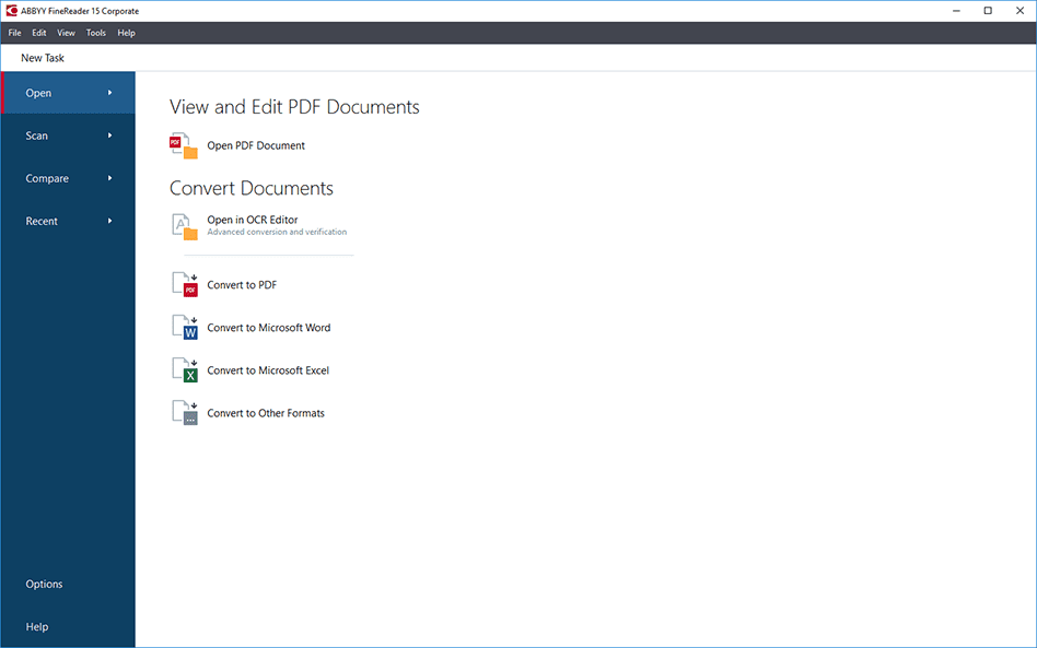 Overview ABBYY FineReader Main Interface Screenshot
