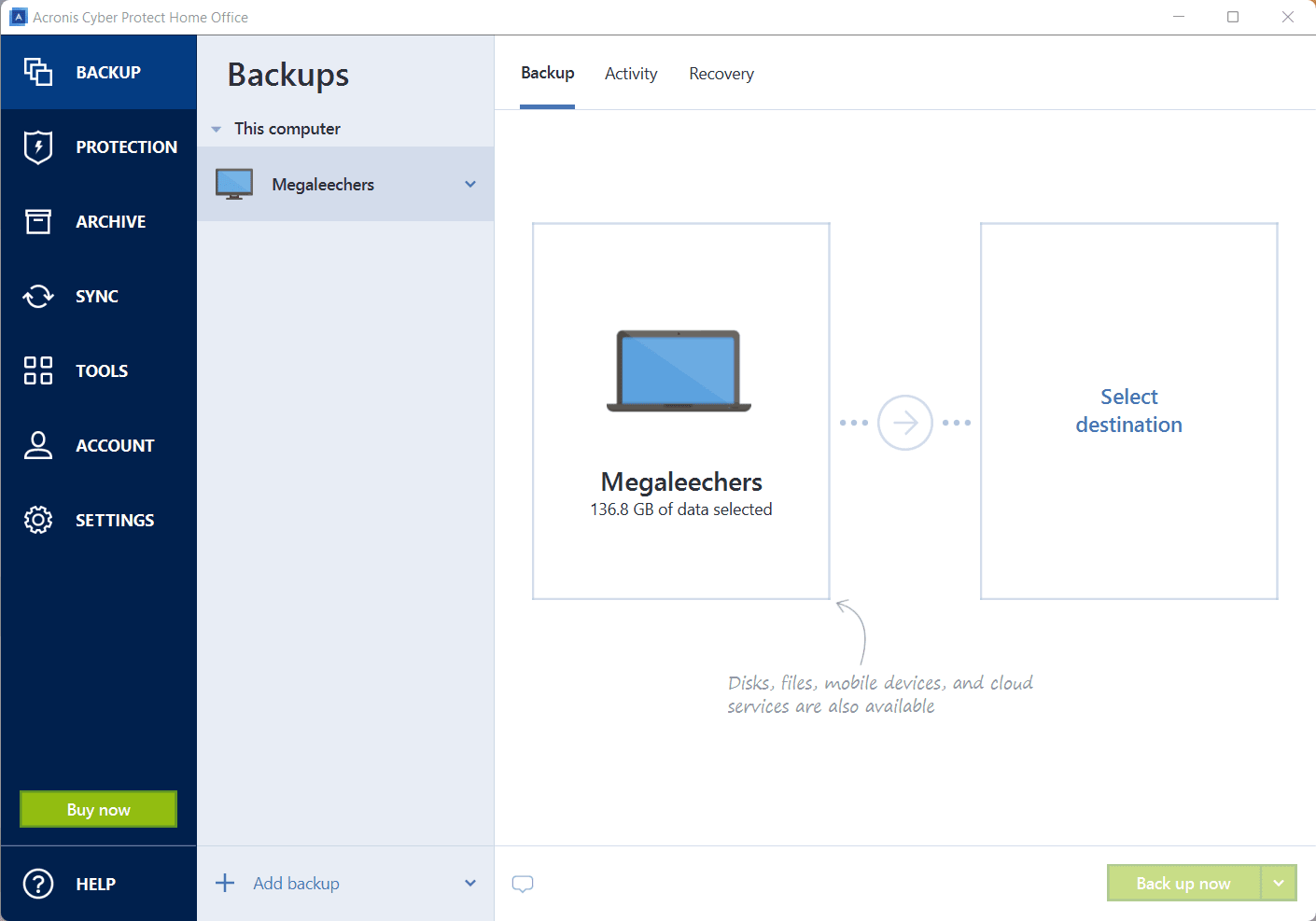 Overview of Protection Dashboard Acronis Cyber Protect Home Office Protection Dashboard Screenshot