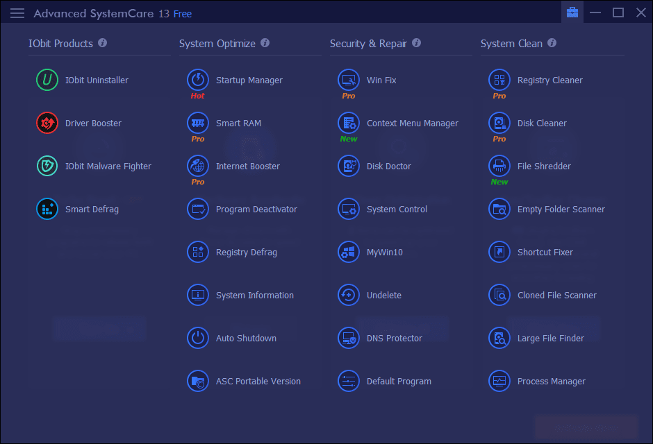 Advanced SystemCare Toolbox Screenshot