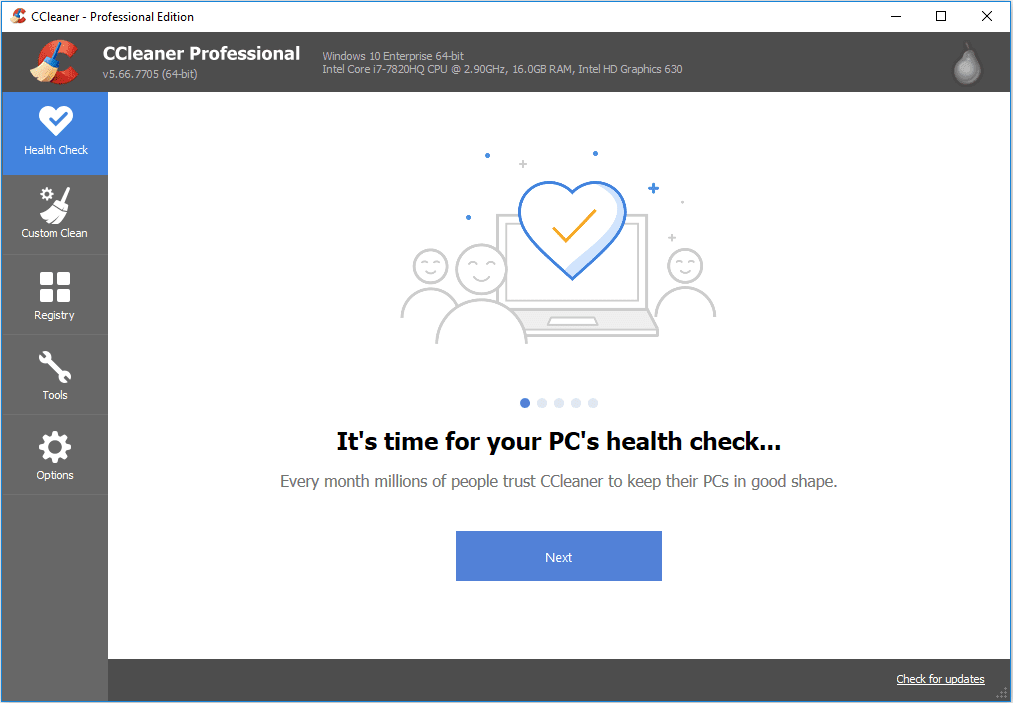 Screenshot of CCleaner Main Interface
