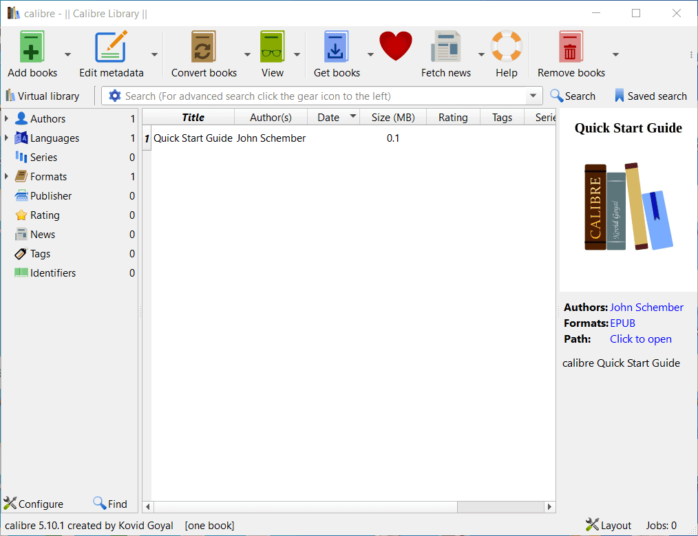 Overview Calibre Main Interface Screenshot