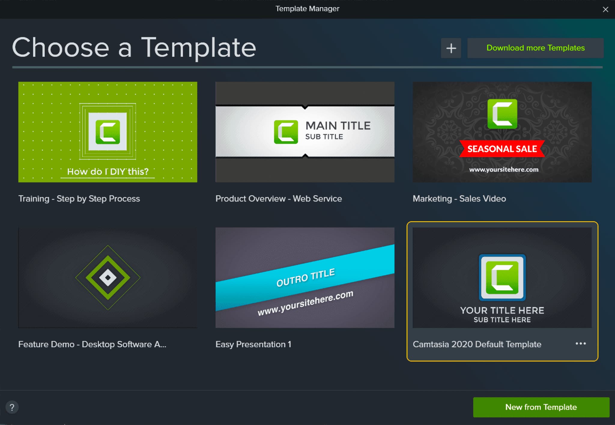 Template Manager Camtasia Template Manager Screenshot