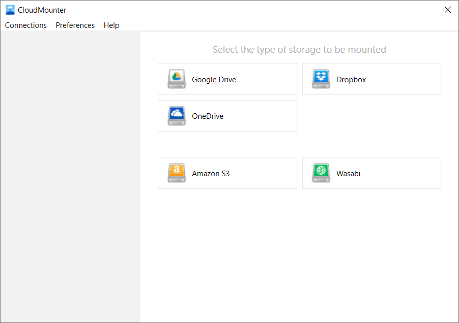 Overview CloudMounter for Windows Main Interface Screenshot