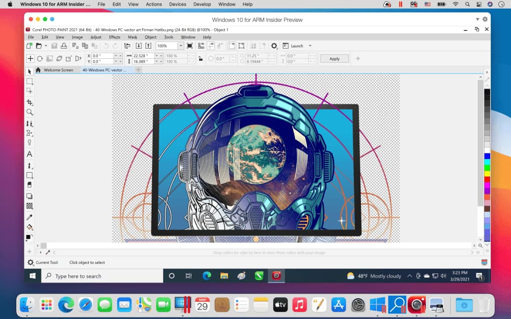 Corel PaintShop Pro running in Parallels Desk Corel PaintShop Pro running in Parallels Desktop on an M1 Mac