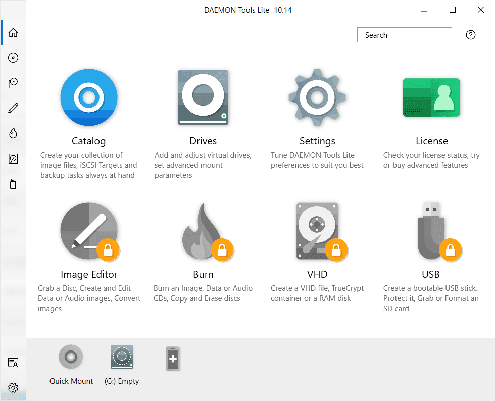 Overview DAEMON Tools Lite Main Interface Screenshot
