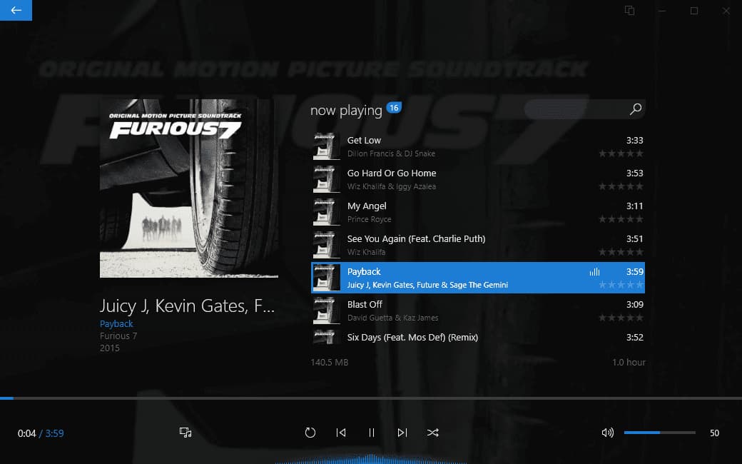 Now Playing Dopamine Now Playing Screenshot