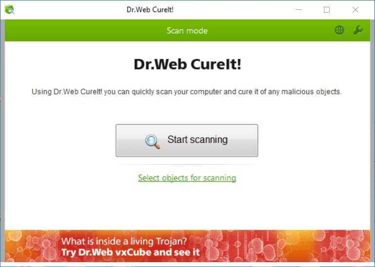 Overview Dr.Web CureIt Main Interface Screenshot