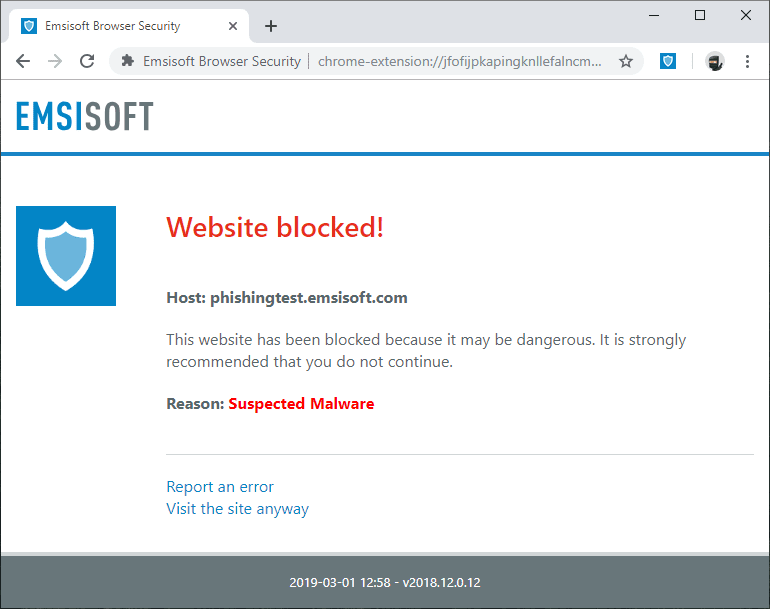 Browser Protection Emsisoft Anti-Malware Browser Protection Screenshot