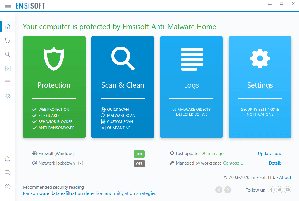 Overview Emsisoft Anti-Malware Main Interface Screenshot