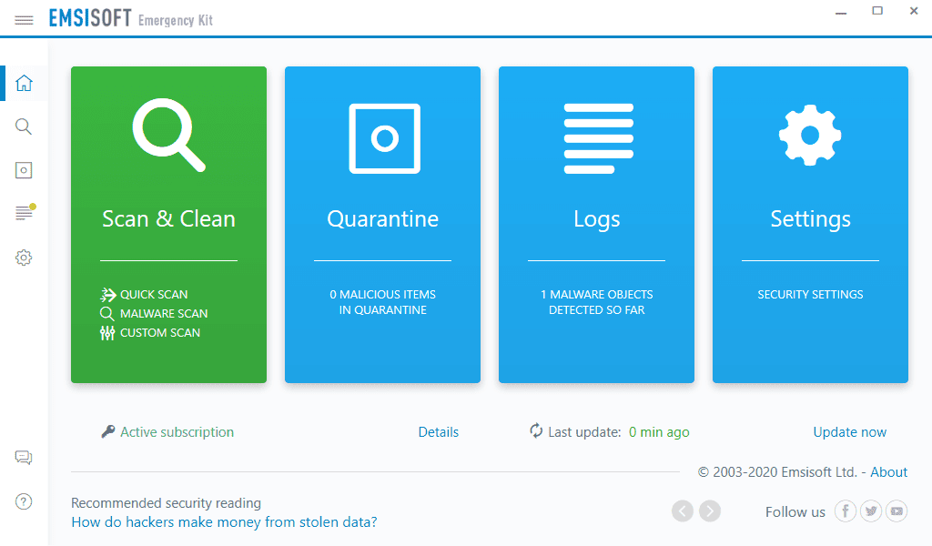 Overview Emsisoft Emergency Kit Overview Screenshot