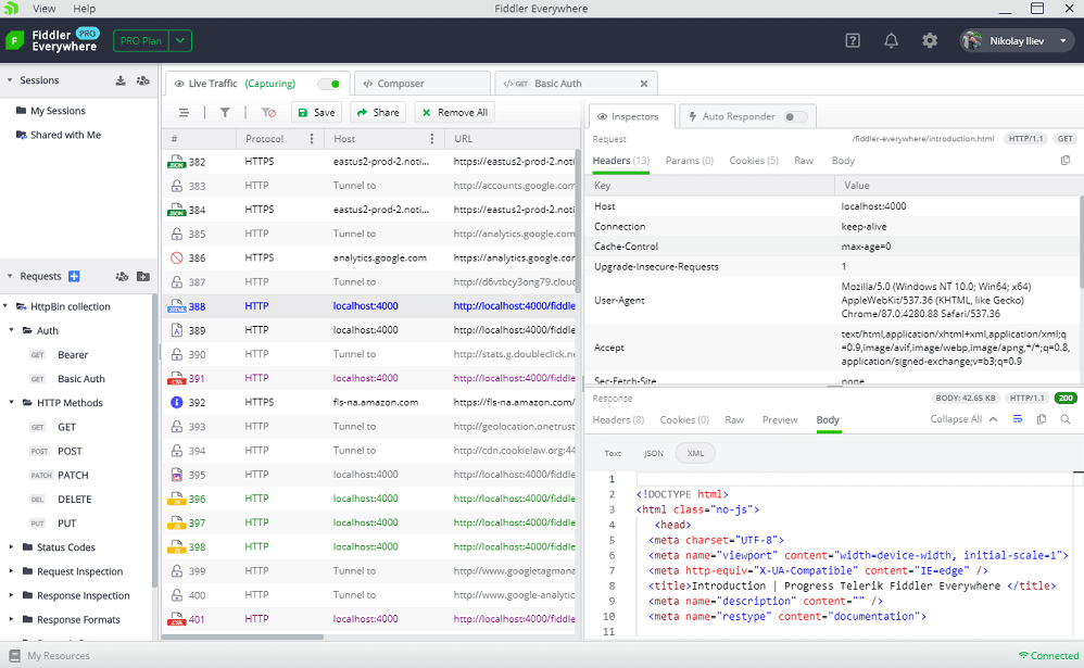 Session Fiddler Everywhere Session Screenshot