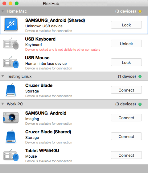 Mac Overview FlexiHub For Mac Main Interface Screenshot