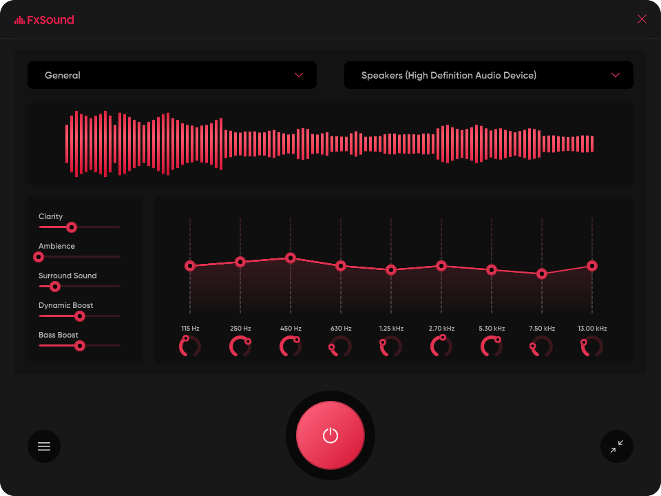 Overview FxSound Main Interface Screenshot