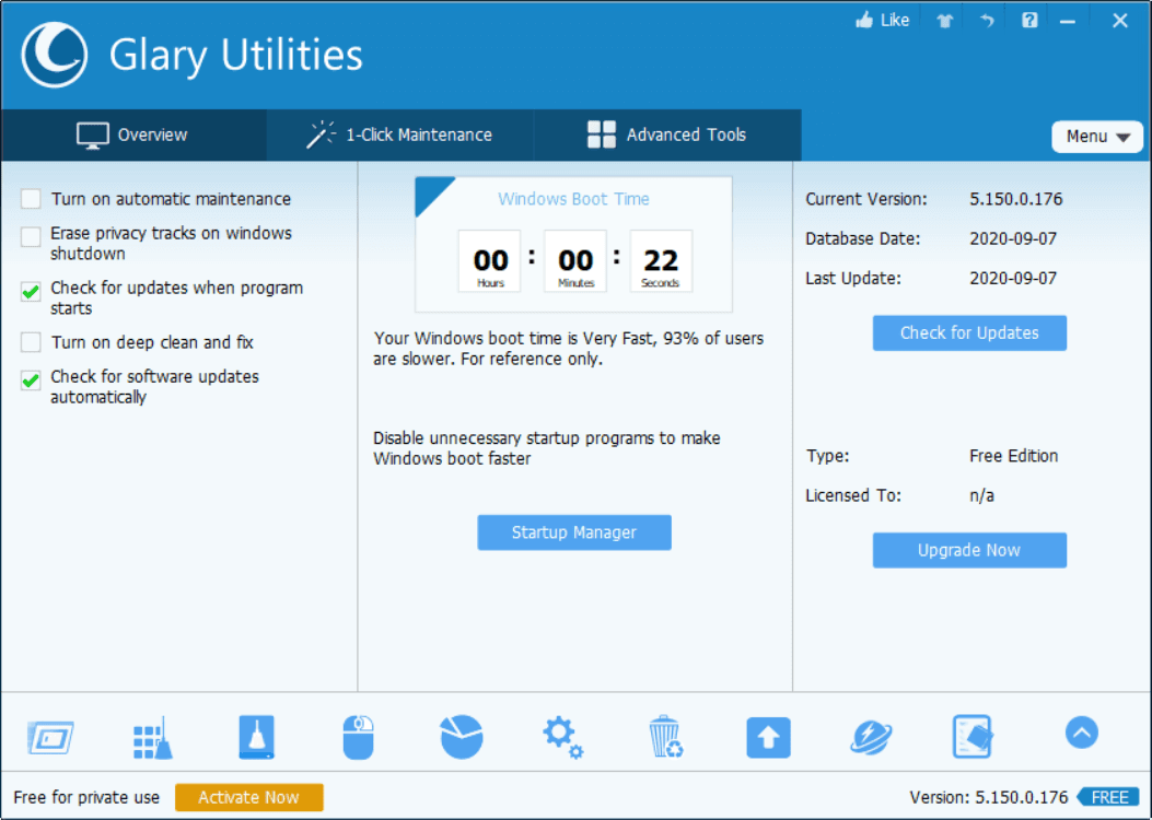 Glary Utilities Main Interface Screenshot