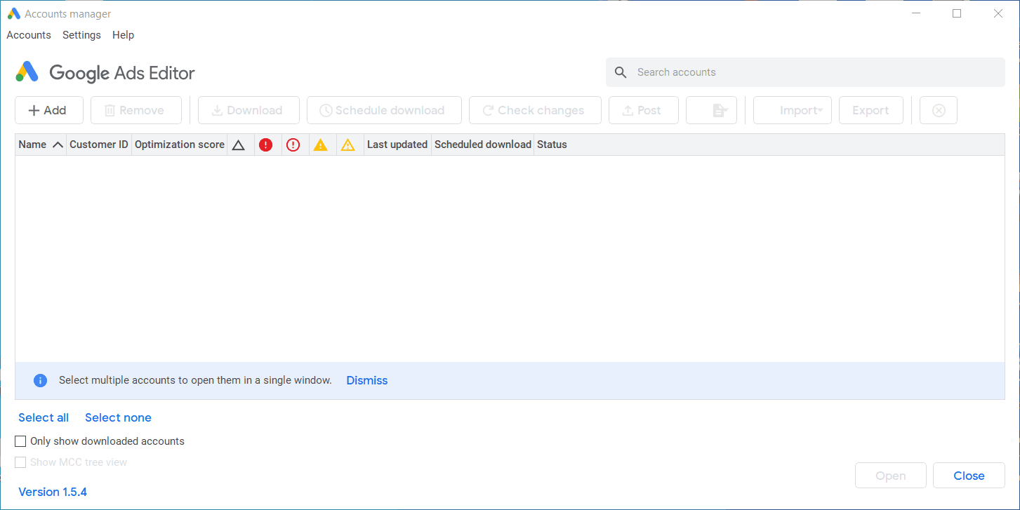 Overview Google AdWords Editor Main Interface Screenshot