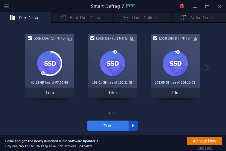 Overview IObit Smart Defrag Main Interface Screenshot