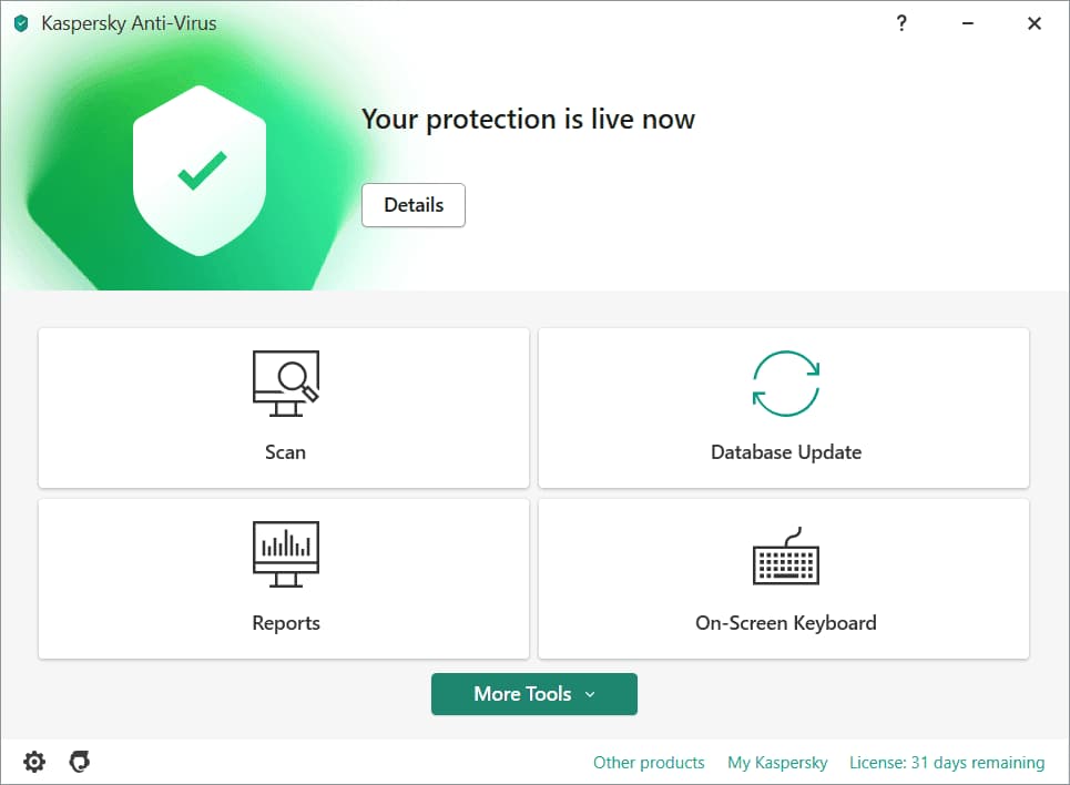 Overview Kaspersky Anti-Virus Main Interface Screenshot