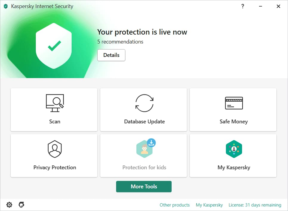 Overview Kaspersky Internet Security Main Interface Screenshot