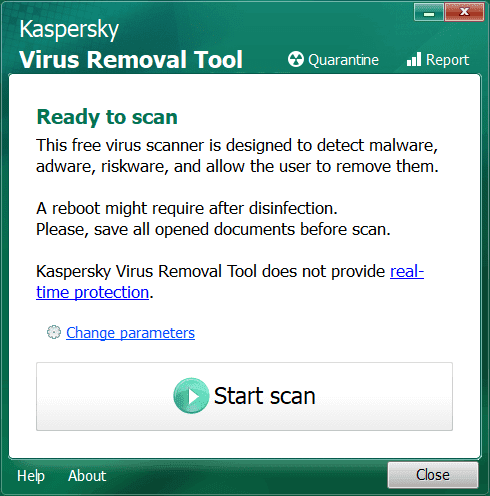 Overview Kaspersky Virus Removal Tool Main Interface Screenshot