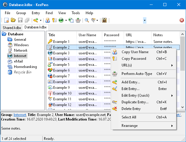 Overview KeePass Overview Screenshot