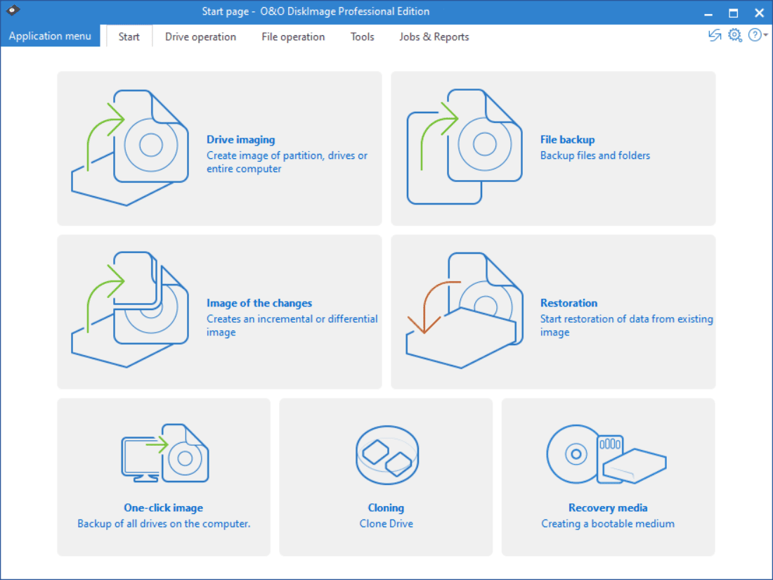 O&O DiskImage Main Interface Screenshot
