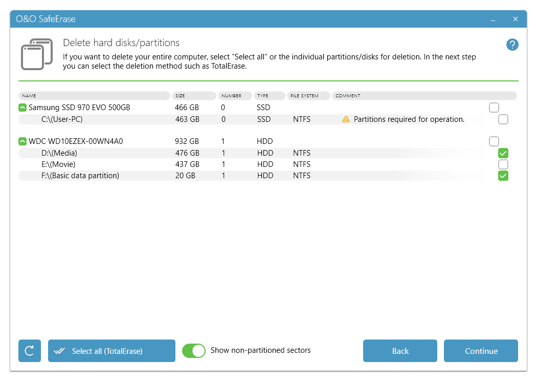 Delete Hard Disks Wizard O&O SafeErase Delete Hard Disk Screenshot