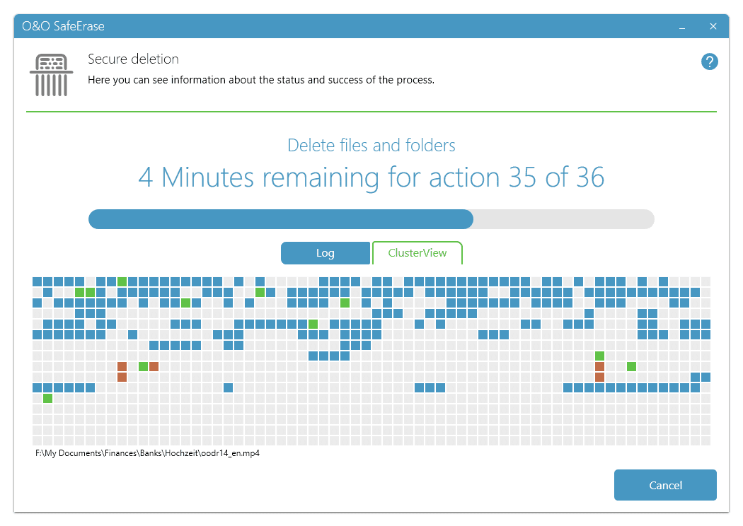 Deletion Progress O&O SafeErase Progress Screenshot