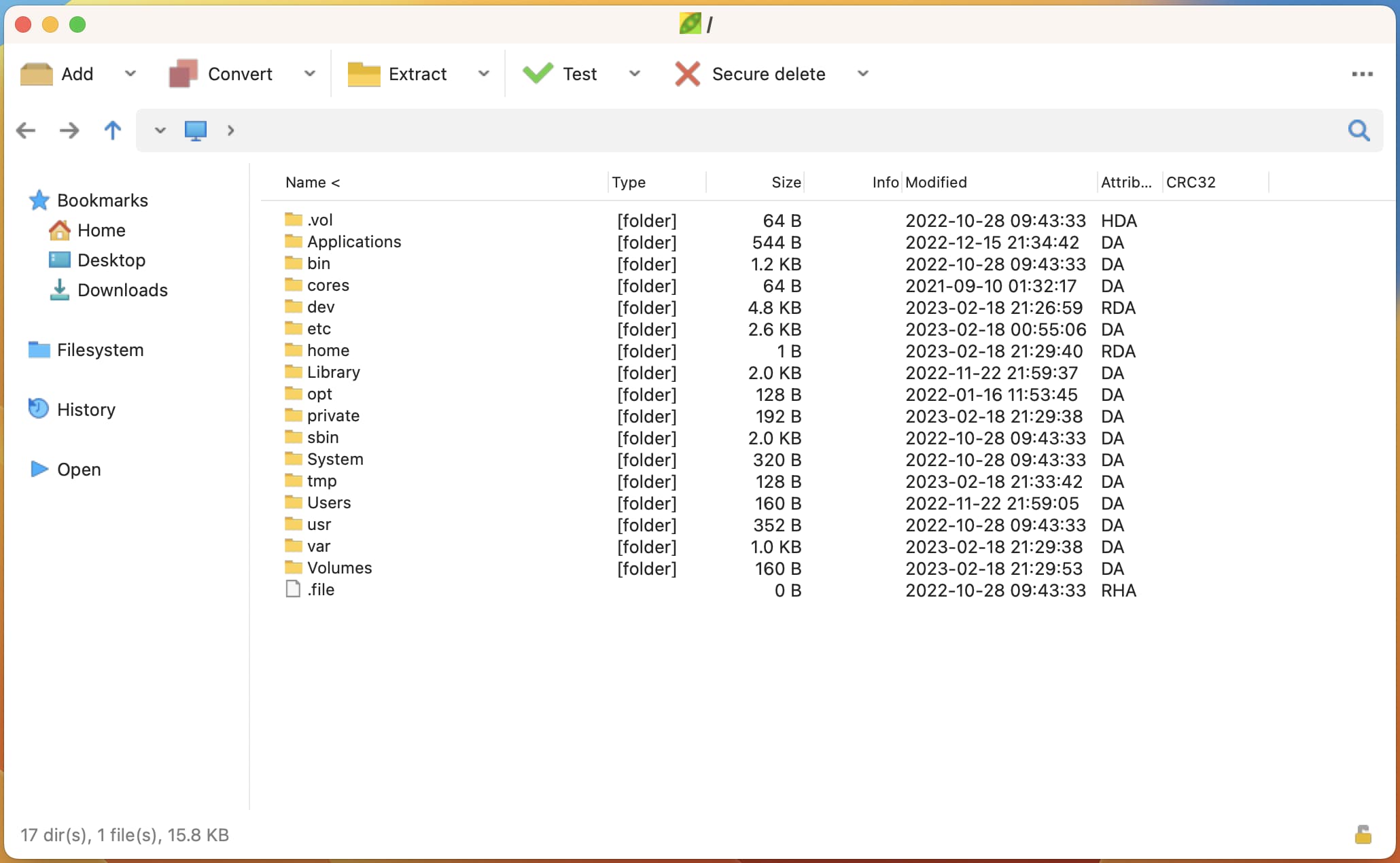 Overview Peazip on macOS