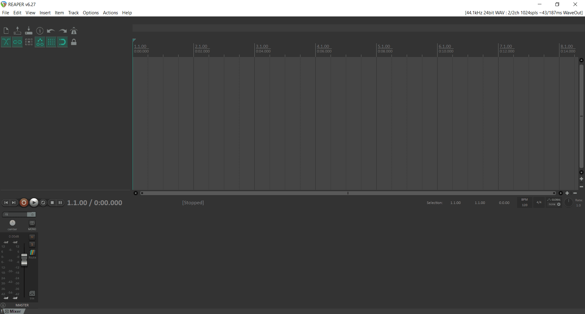 Overview REAPER Main Interface Screenshot