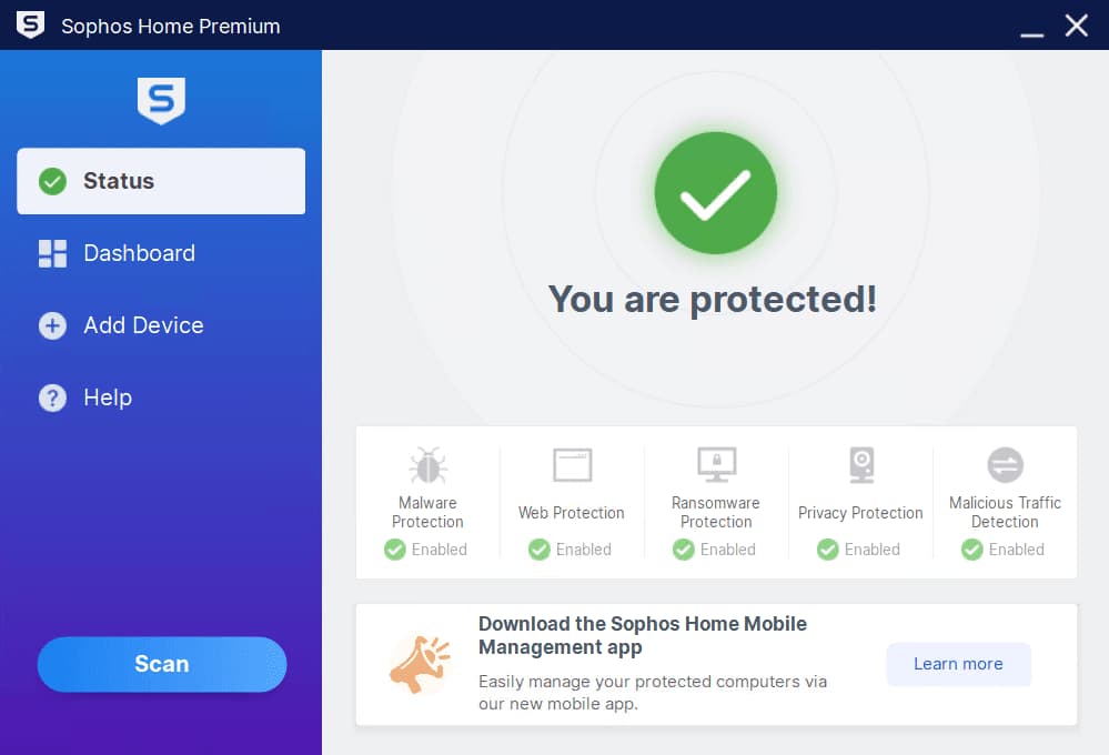 Sophos Home Main Interface Screenshot