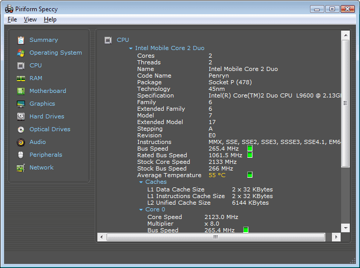 Speccy CPU Info Screenshot
