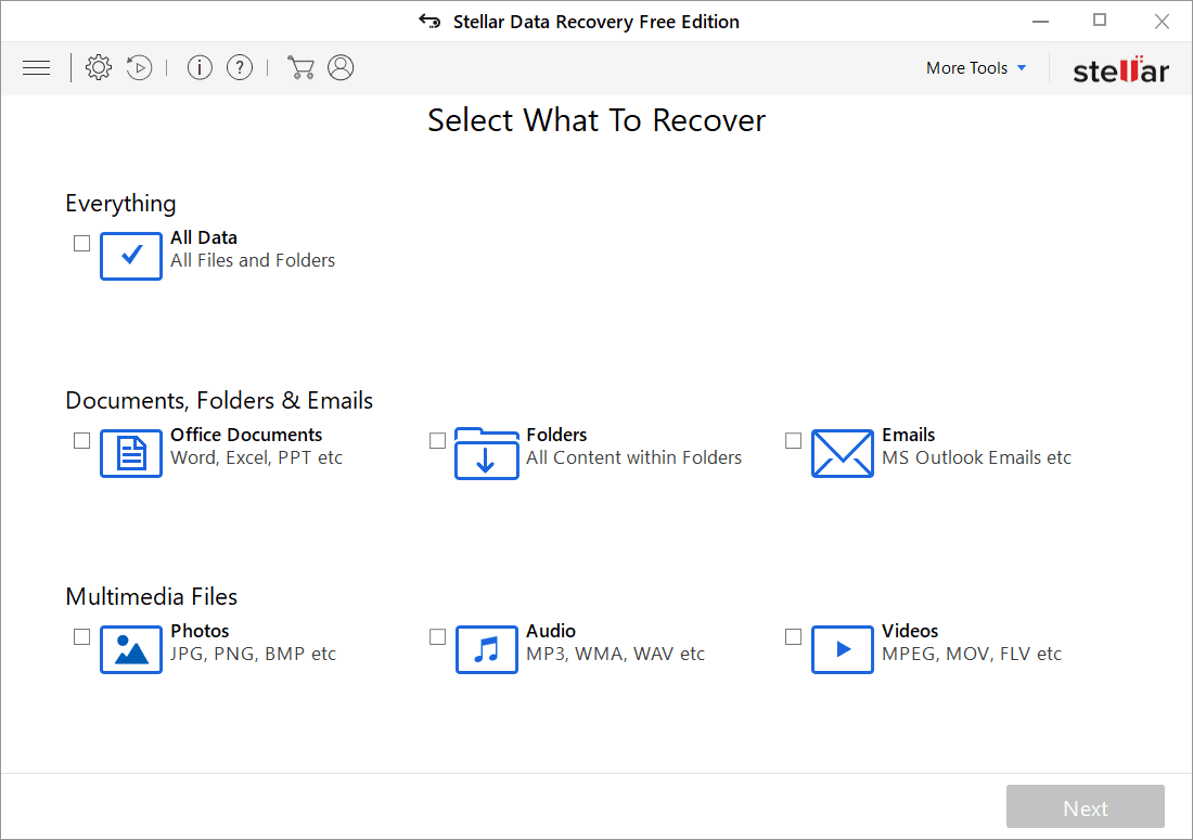 Stellar Data Recovery Main Interface Screenshot