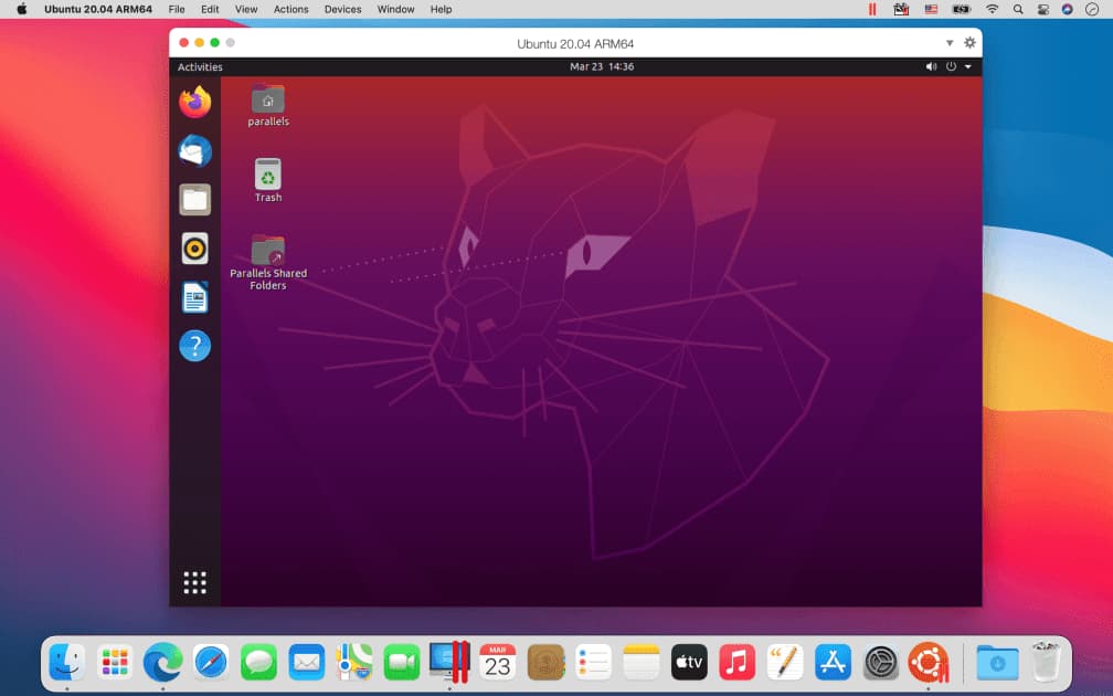 Ubuntu running in Parallels Desktop Ubuntu running in Parallels Desktop on a M1 Mac