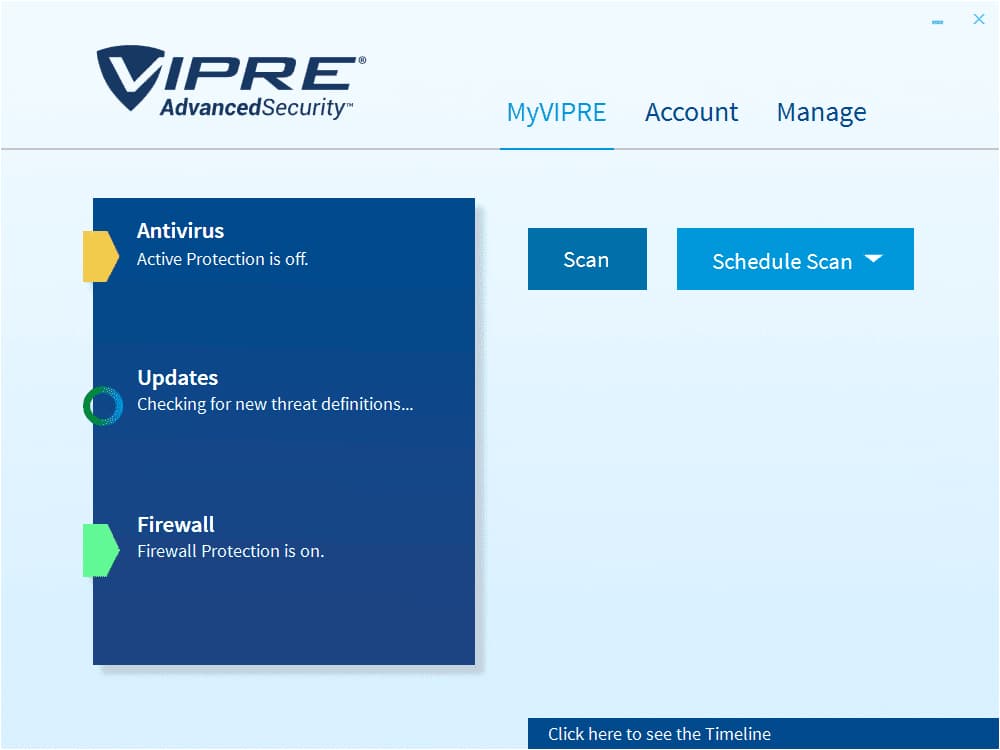 VIPRE Advanced Security Main Interface Screenshot