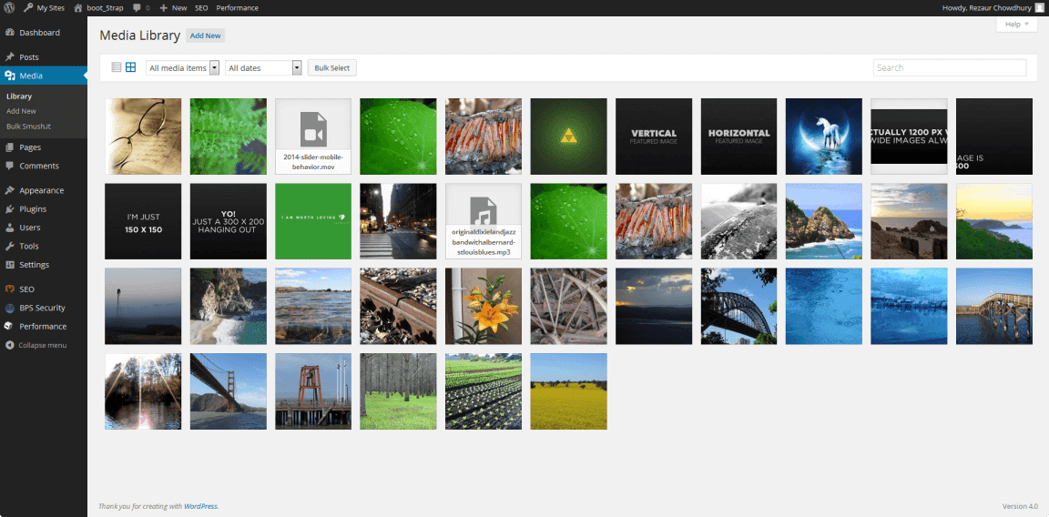 WordPress Media Library Screenshot