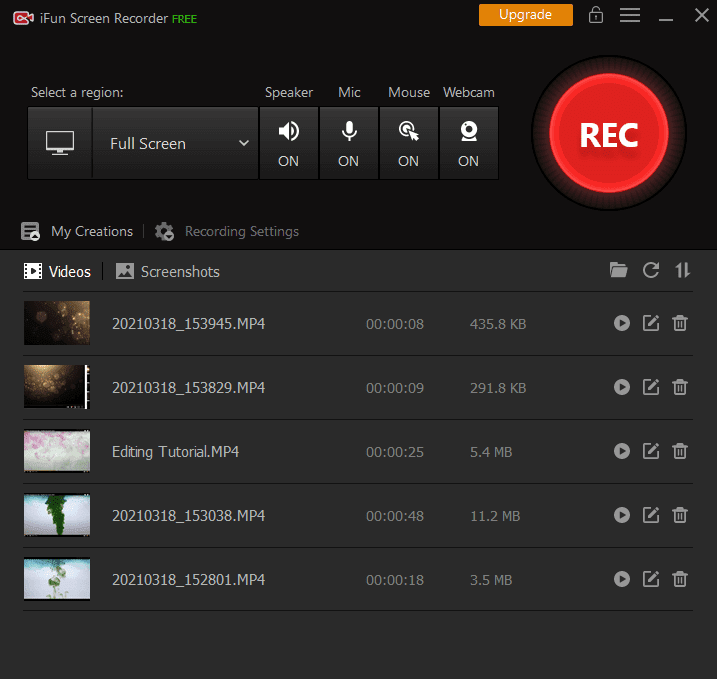 iTop Screen Recorder Main Interface Screenshot