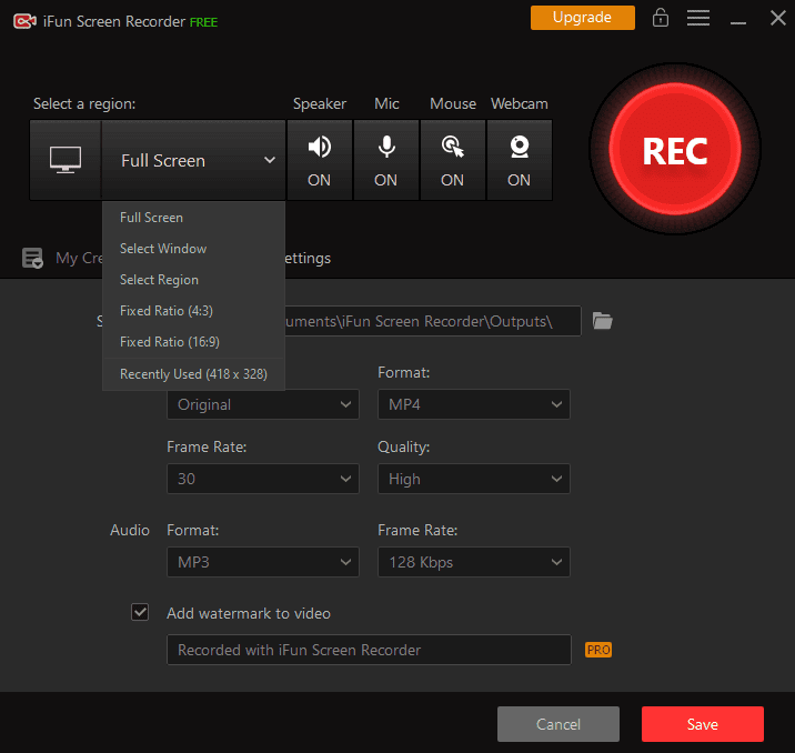 iFun Screen Recorder Select a Screen Region Screenshot