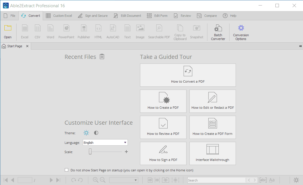 Overview Able2Extract Professional Main Interface Screenshot