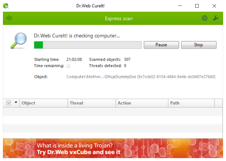 Dr.Web CureIt Express Scan Screenshot