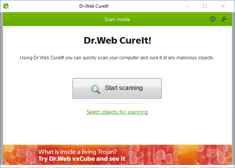 Dr.Web CureIt Main Interface Screenshot