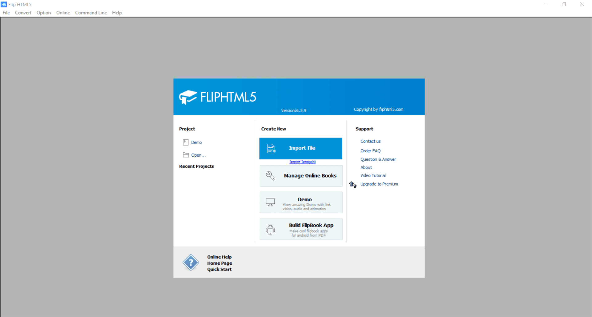 Overview FlipHTML5 Main Interface Screenshot