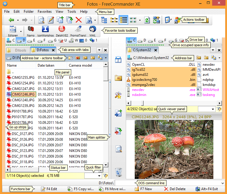 Overview FreeCommander XE Main Interface Screenshot