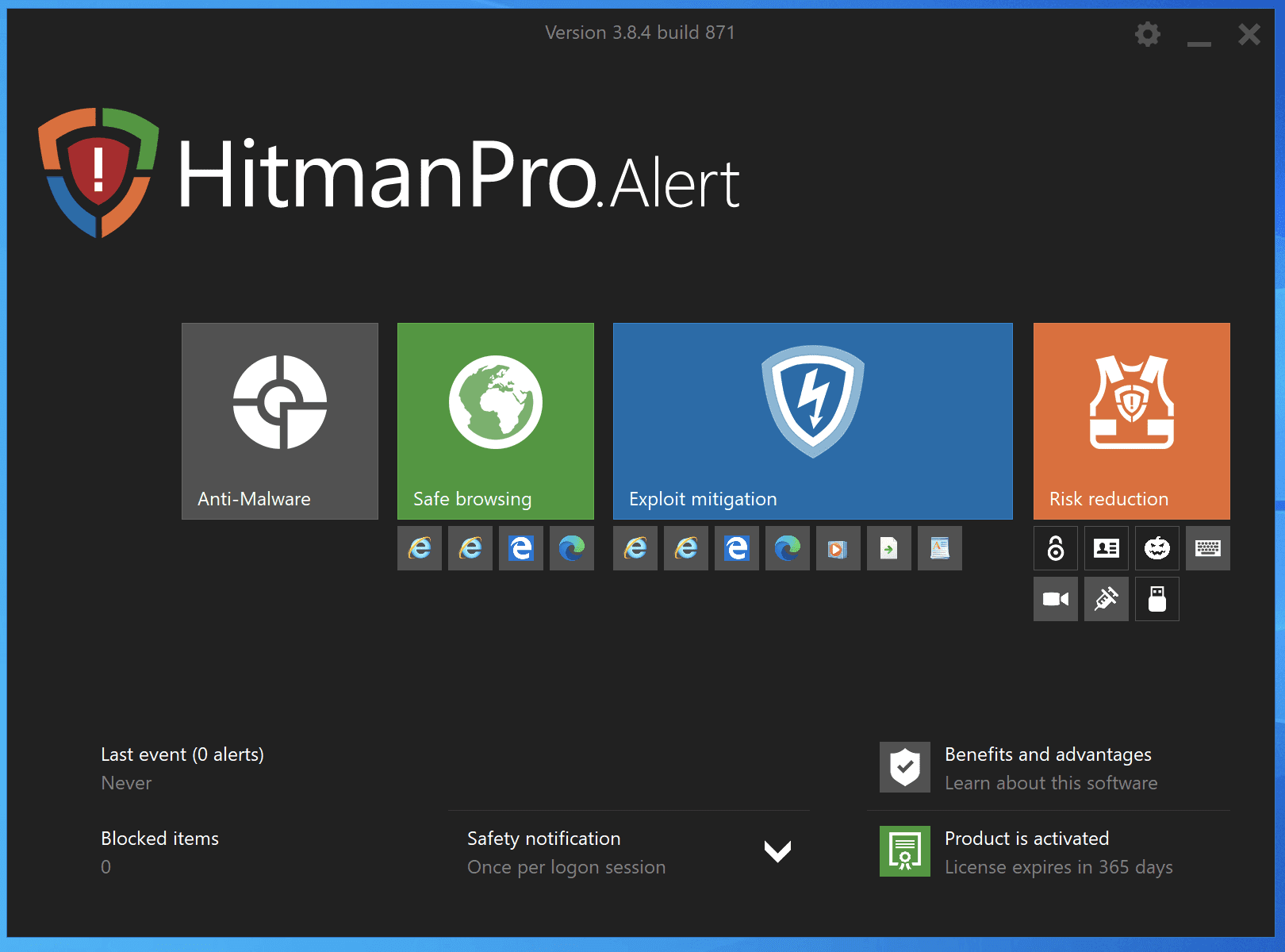 Overview HitmanPro.Alert Main Interface Screenshot