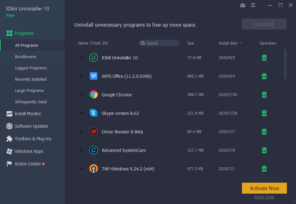 IObit Uninstaller Overview Screenshot