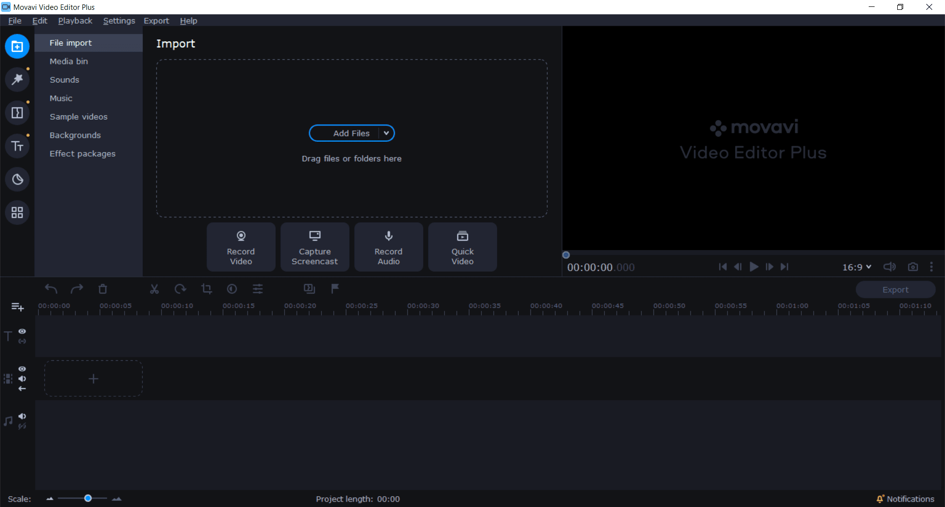 Overview Movavi Video Editor Plus Main Interface Screenshot