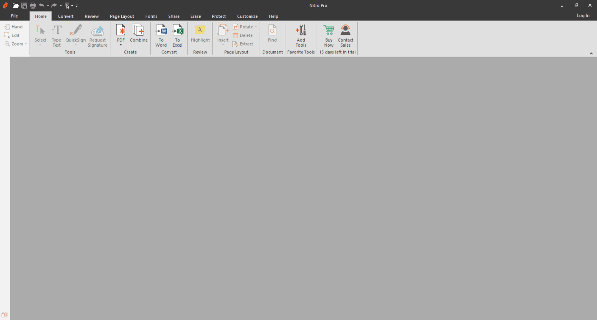 Overview Nitro Pro Main Interface Screenshot